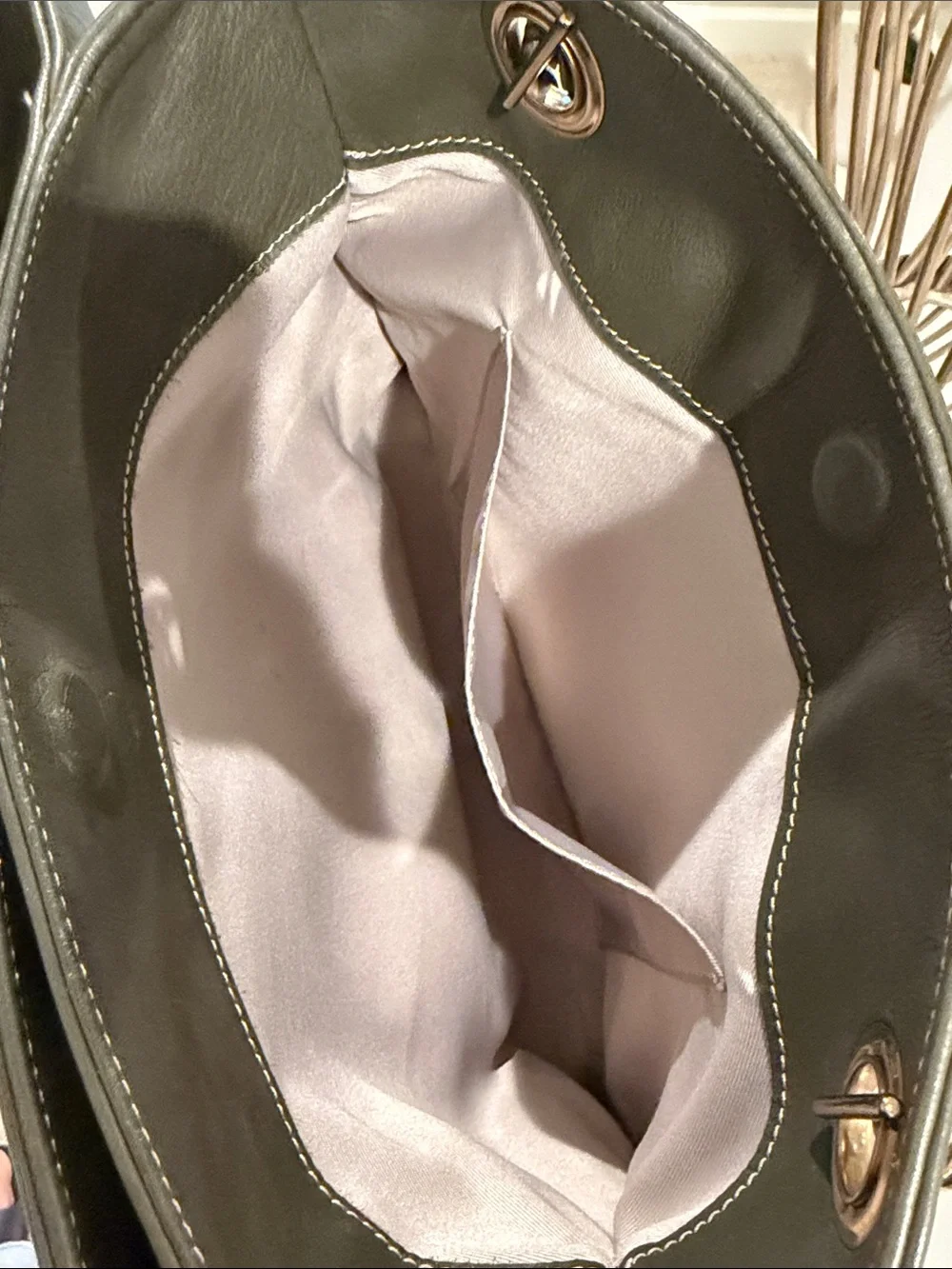 Valentino Olive Green Leather Shoulder Bag with Gold Chain Straps - Picture 9 of 14